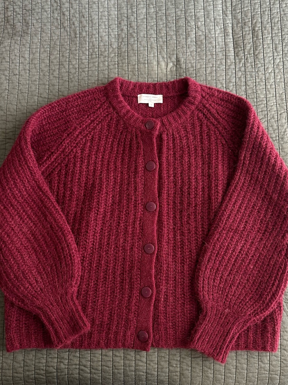 Sezane — Emile Cardigan Burgundy
